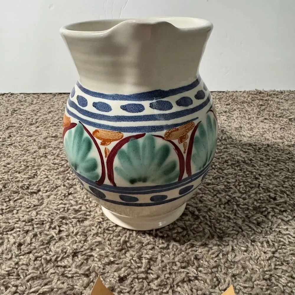 Jamestown Pottery Vintage Hand Painted Pitcher Colonial Virginia Ware Ceramic 7